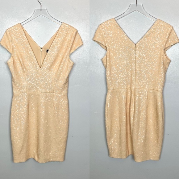 NWT Dress the Population Cream Zoe Sequined Mini L - Picture 7 of 16